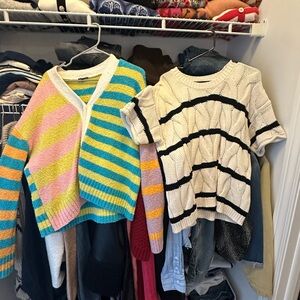 Rails Blue and Pink Striped Cardigan & Splendid Top